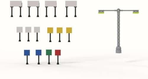 Building Blocks Building Bricks Toys  City Highway Traffic Signs 11 PCS Road Signs Gift Kids Adults hobbyist Scale 1:64 Compatible with All Brands Ages 4+