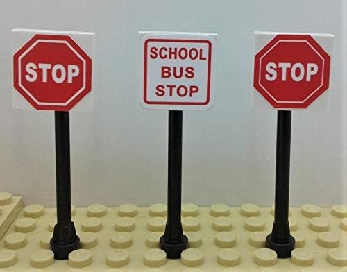 Building Blocks Road Signs & Traffic Lights Building Bricks Play Set Toys Living Traffic Toy Signs for Kids-Building Toys City Street Village, 7 Piece Educational Learning Gift