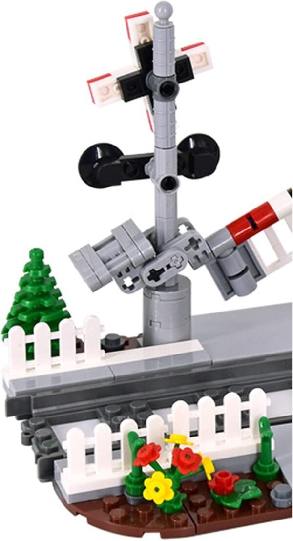 614wZ_GQ4GL._AC_SL1500 Building Blocks City Train Railroad, Train Tracks Pieces Building Block Set, with Traffic Light, Ideal Gifts for Kids and Adults (Railroad Crossing 1)