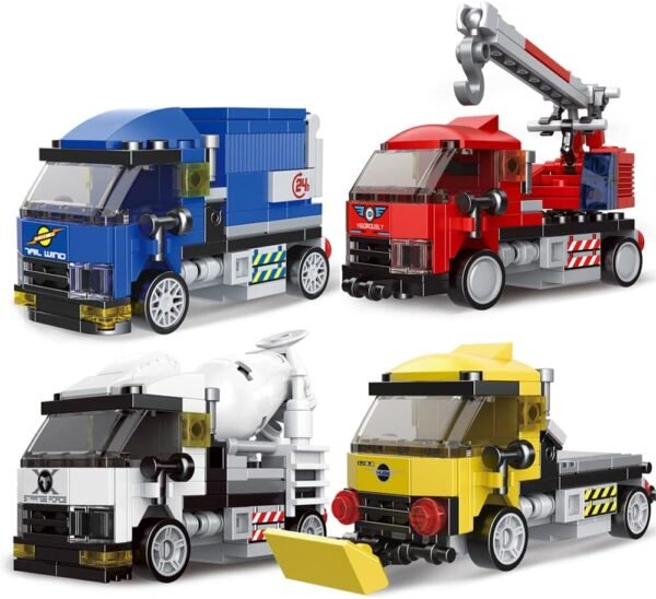 Building Blocks Pull Back Car Building Blocks Sets, Pull and Go, 3D Assembly Vehicles for Boys Building Block Car Toys Party Favor for Kids Age 6 7 8 9 10, 419 Pieces