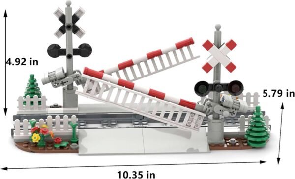 61GQ7LKystL._AC_SL1500 Building Blocks City Train Railroad, Train Tracks Pieces Building Block Set, with Traffic Light, Ideal Gifts for Kids and Adults (Railroad Crossing 1)