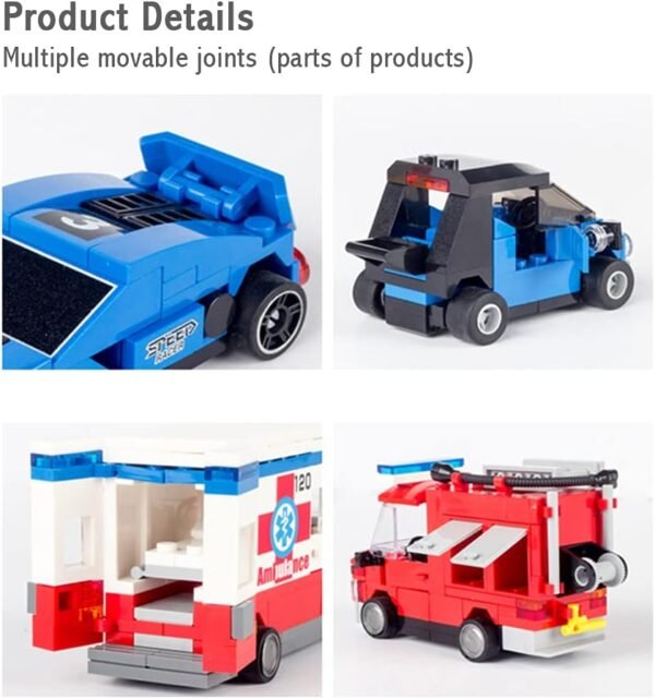 Building Blocks Pull Back Car Building Blocks Sets, Pull and Go, 3D Assembly Vehicles for Boys Building Block Car Toys Party Favor for Kids Age 6 7 8 9 10, 419 Pieces