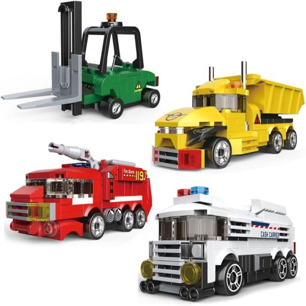 Building Blocks Pull Back Car Building Blocks Sets, Pull and Go, 3D Assembly Vehicles for Boys Building Block Car Toys Party Favor for Kids Age 6 7 8 9 10, 419 Pieces