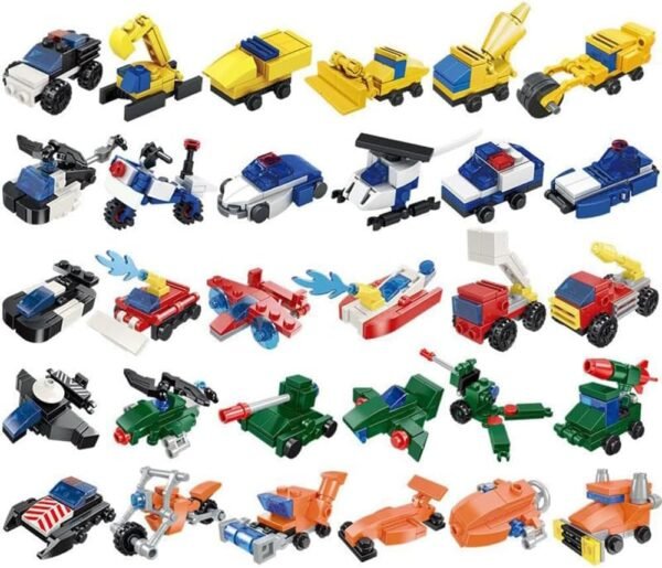 Building Blocks 30 Boxes Building Block Military Vehicles Engineering Fire Mini Cars Building Sets for Party Favors Kids Prizes 3D Assembly Cars Truck Helicopter for Boys and Girls