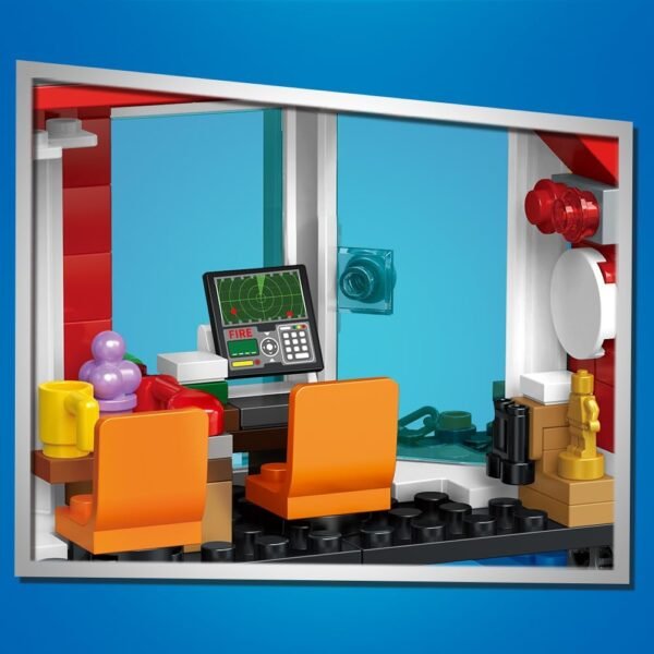 Building Blocks City Fire Station Building Blocks Set Marine Fire Department,Including Fire Station, Fire Boats and Ship, Fire Rescue Helicopter, STEM Toys Gift for Boys 6+,