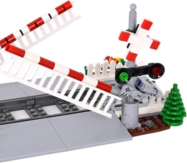 61dwbvpXn4L._AC_SL1500 Building Blocks City Train Railroad, Train Tracks Pieces Building Block Set, with Traffic Light, Ideal Gifts for Kids and Adults (Railroad Crossing 1)