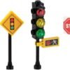 Building Blocks Road Signs & Traffic Lights Building Bricks Play Set Toys Living Traffic Toy Signs for Kids-Building Toys City Street Village, 7 Piece Educational Learning Gift