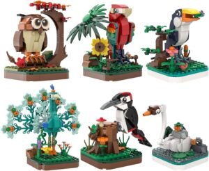 Building Blocks Animal Birds Building Blocks, 6 Pack Animal Creatures Building Toy Set, Creative Toys for Kids Boy Girl 6+ Christmas Birthday Valentines Gifts