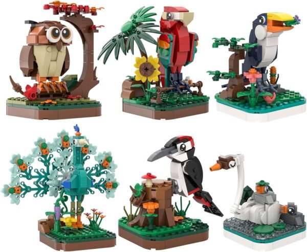 71-1_GTyR9L._AC_SL1500 Building Blocks Animal Birds Building Blocks, 6 Pack Animal Creatures Building Toy Set, Creative Toys for Kids Boy Girl 6+ Christmas Birthday Valentines Gifts