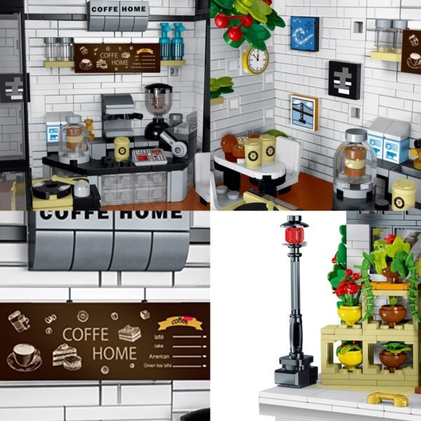 711H3iTyicL._AC_SL1500 Building Blocks Cafe House Architecture Building Set with LED Light,City Coffee House Model Kit,Building Blocks Toy for 15+ Age Teen,Adult (1512 Pieces)