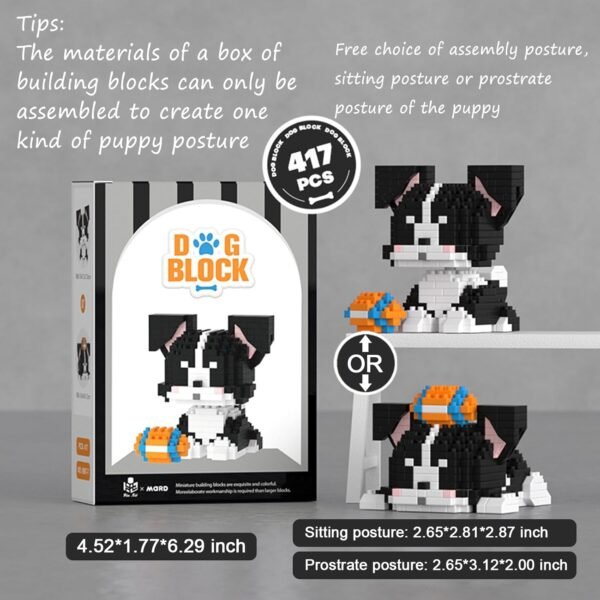 Building Blocks Micro Mini Building Blocks Dog Pets Cute Animal Model Set Building Pet Toys Bricks Gifts for Kid and Adult (Border Collie)