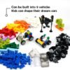 Building Blocks Wheels and Axles Sets with Steering Wheels& &Windshield&Traffic Light, Over 400pcs Classic Bricks Pieces and Car Parts Kits, Basic Bulk Building Blocks Vehicles with Tires