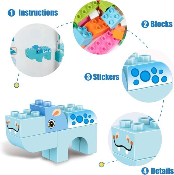 Building Blocks Animals Building Blocks Set, 122 Pieces Animal Building Toy Kit with Storage Box for Kids Ages 3 4 5 6 Years, Creative STEM Educational Preschool Toys for Toddlers Boys Girls Christmas Birthday Gift