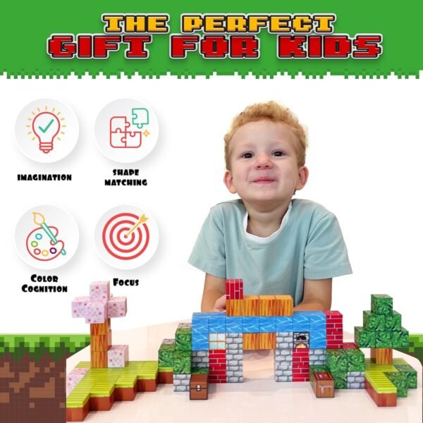 716WPeFgPzL._AC_SL1200 Building Blocks Blocks Building Toys 120PCS - Build Mine Magnet World Set, Buildable Game Elements Gifts Toys for 5-7 Year Old Boys & Girls, STEM Montessori Sensory Cubes for Toddler