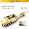 Building Blocks Military Army WWII Half-Track Troop Carrier with Cannon Toy Vehicle Building Kit, Army Series Building Block Set with 3 Soldier Figures, Best Roleplay STEM Construction Toy for Boys Girls (460 PCS)