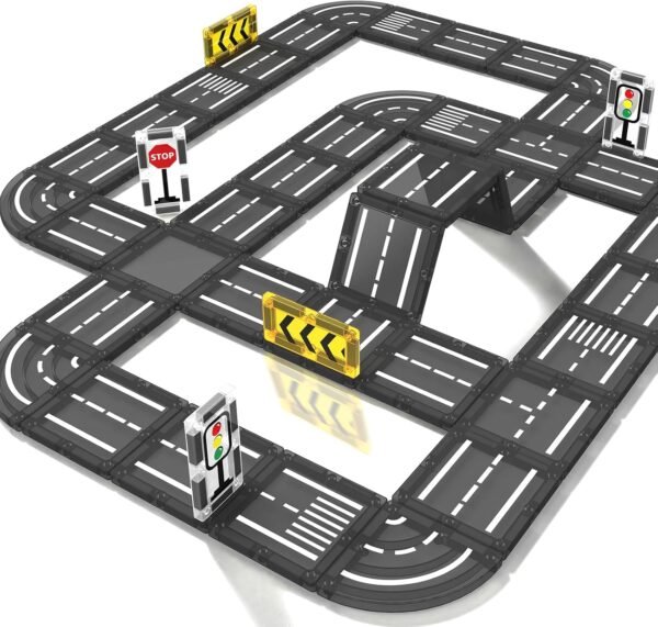 717s5d7QGXL._AC_SL1500 Building Blocks Magnetic Tiles Road Set, Magnet Tiles for Kids Ages 3-5 4-8 5-7, Magnetic Building Blocks Montessori Educational STEM Creativity Toys 3+ Year Old Boys & Girls Toddlers Kids Christmas Birthday Gifts