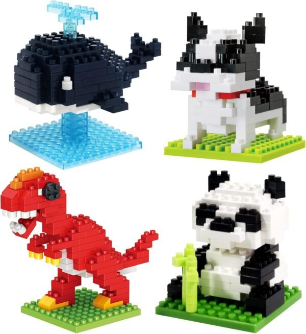 Building Blocks Animals Building Sets for Toddler, Simple Wild Animals Model Set, Dinosaur Whale Bulldog Panda Building Blocks Birthday Gifts for Boys & Girls Chirstmas Halloween