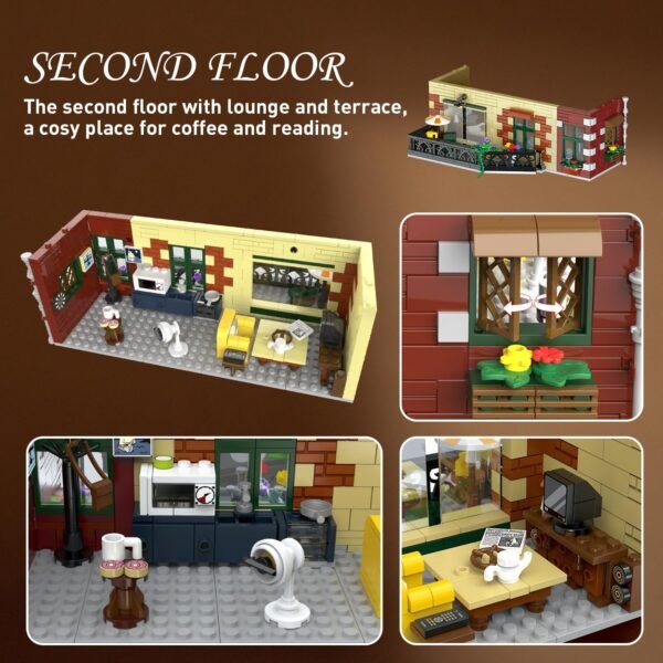 Building Blocks Coffee House Building Set with LED Light, 1589 PCS City Cafe Shop Building Block Toy with Stage Street Lights, Architecture Construction Model for Adults Teens Kids Ages 10 11 12+ Boys Girls