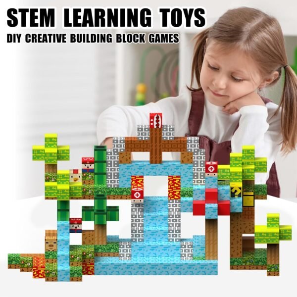 71BYaJ-FczL._AC_SL1500 Building Blocks 80PCS Blocks for Kids Ages 4-8, Build Mine Magnet World Building Blocks, STEM Sensory Building Toys for Toddlers Aged 3-12 Boys & Girls, Magnet Blocks Construction Toys Learning Resources
