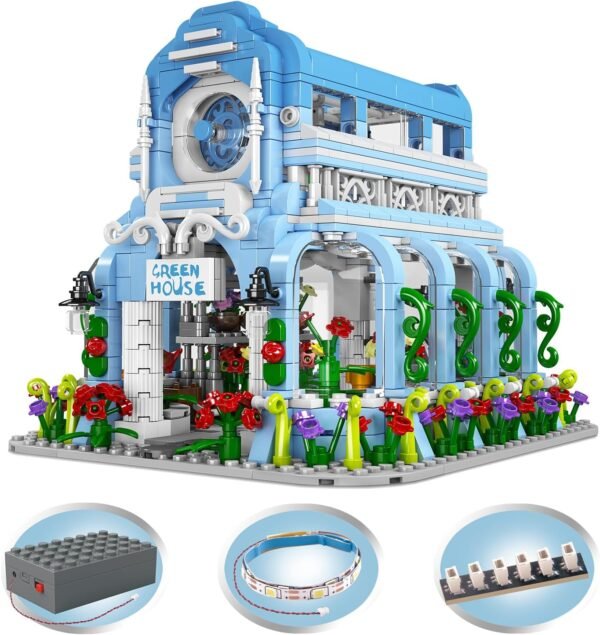 Building Blocks 1289PCS Botanical Garden Building Blocks Set with LED Lights - Flower House Model Kits for Kids & Adults | Creative Construction Toys for Ages 8-12 | Collectible City Playset