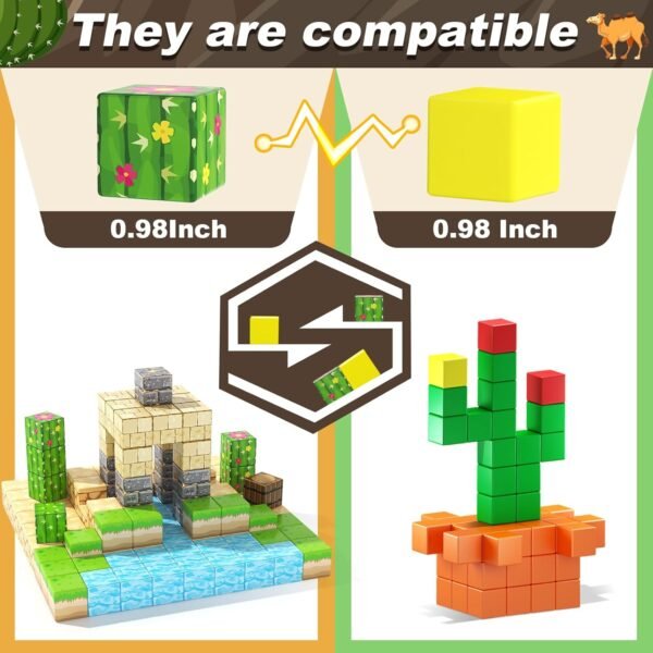 Building Blocks   Blocks Kids Toys, Simulating Mine Magworld Building Craft, Desert Construction Toy,   Toy Refill Pack, Game Gift for 3+ Year Old Boys Girls