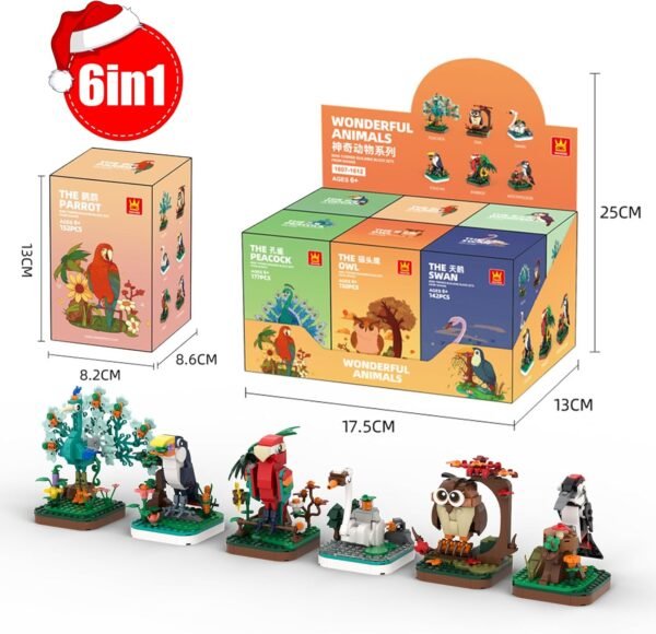 71Hqq7w6w8L._AC_SL1500 Building Blocks Animal Birds Building Blocks, 6 Pack Animal Creatures Building Toy Set, Creative Toys for Kids Boy Girl 6+ Christmas Birthday Valentines Gifts