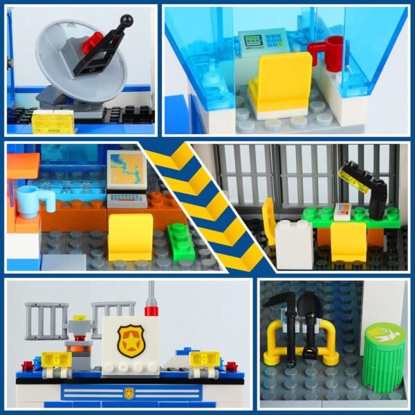 Building Blocks City Police Station Building Blocks Sets, City Police Prison Kits with Police Car, Helicopter Motorcycle, Trailer and Drone, Toy Building Kit Gift for Kids Boys Ages 6-12 (1001 Pieces)