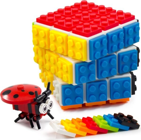 Building Blocks Brick Cube with Building Blocks, Mini Toy Included, Compatible with Lego Cube, Inspired by Rubix Cube for Kids - Educational Toy (Black)