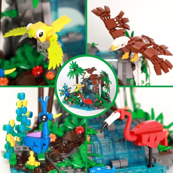 71QNEebjs1L._AC_SL1500 Building Blocks Tropical Forest Animal Building Blocks Set - Including eagles, peacocks, birds, flowers, plants, and trees,898pcs of animal building kits that will be swinging, Gift for Kids Girls Boys Age 8-12 Years