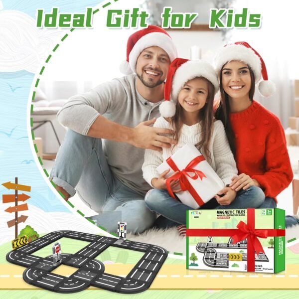 71QbGXsG4jL._AC_SL1500 Building Blocks Magnetic Tiles Road Set, Magnet Tiles for Kids Ages 3-5 4-8 5-7, Magnetic Building Blocks Montessori Educational STEM Creativity Toys 3+ Year Old Boys & Girls Toddlers Kids Christmas Birthday Gifts