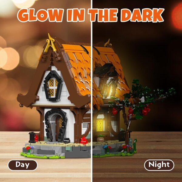 71QoDO74yoL._AC_SL1500 Building Blocks 2192PCS Medieval House Building Blocks Toys Set, Transparent House Collectible Play Model Kits City with LED, Building Building Blocks Construction Toys for Kids and Adults, Huts