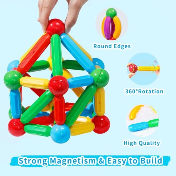 Building Blocks  Building Blocks for Boys and Girls, 132Pcs Creative   Sticks and Balls STEM Construction Toys for Kids Toddlers Early Development Educational Learning