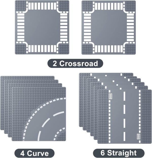 71SXjCGxaZL._AC_SL1500 Building Blocks Road Base Plates for City Road Building Block,12 City Street Plates,10"x10"Road Baseplates for City Street