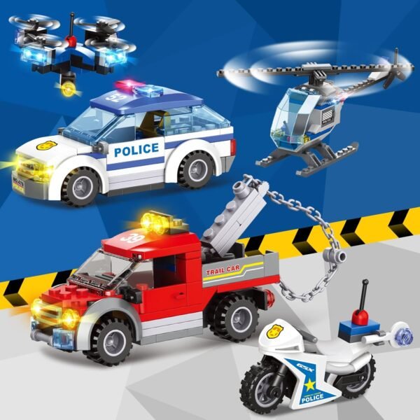 Building Blocks City Police Station Building Blocks Sets, City Police Prison Kits with Police Car, Helicopter Motorcycle, Trailer and Drone, Toy Building Kit Gift for Kids Boys Ages 6-12 (1001 Pieces)