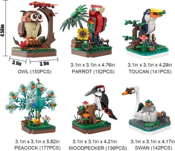 71VGsPD0mTL._AC_SL1500 Building Blocks Animal Birds Building Blocks, 6 Pack Animal Creatures Building Toy Set, Creative Toys for Kids Boy Girl 6+ Christmas Birthday Valentines Gifts