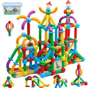 71VRFDWZeBL._AC_SL1500 Building Blocks Building Blocks for Boys and Girls, 132Pcs Creative Sticks and Balls STEM Construction Toys for Kids Toddlers Early Development Educational Learning