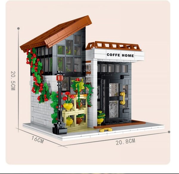 71WEcSAU6aL._AC_SL1500 Building Blocks Cafe House Architecture Building Set with LED Light,City Coffee House Model Kit,Building Blocks Toy for 15+ Age Teen,Adult (1512 Pieces)