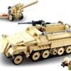 Building Blocks Military Army WWII Half-Track Troop Carrier with Cannon Toy Vehicle Building Kit, Army Series Building Block Set with 3 Soldier Figures, Best Roleplay STEM Construction Toy for Boys Girls (460 PCS)