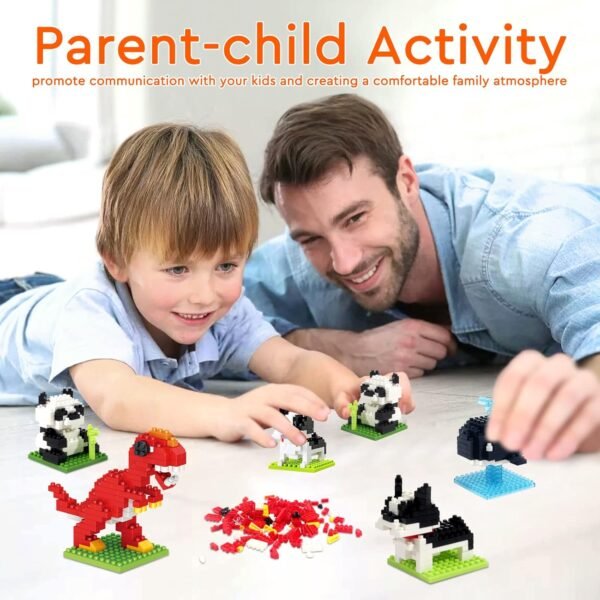 Building Blocks Animals Building Sets for Toddler, Simple Wild Animals Model Set, Dinosaur Whale Bulldog Panda Building Blocks Birthday Gifts for Boys & Girls Chirstmas Halloween