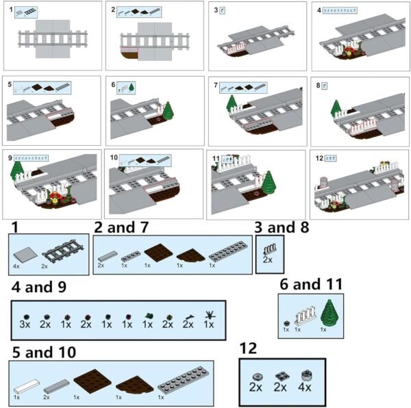 71eQ2l1FAaL._AC_SL1500 Building Blocks Train Tracks Pieces Building Block Set 04, City Train Track Railroad Tracks, 200Pcs Traffic Light Railroad Crossing Building, Compatible with Lego 6254100 Building Accessory, Gifts for Ages 6+