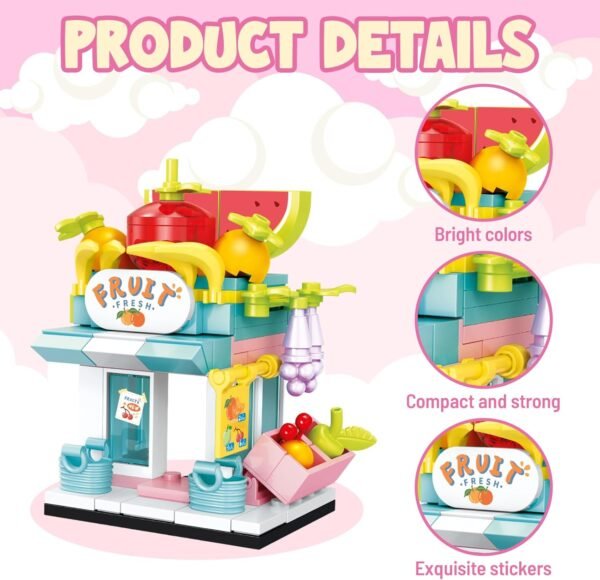 71j_66qENyL._AC_SL1500 Building Blocks Building Blocks City Fruit Shop. 126 PCS Street View Building Toy 3D Toy Blocks DIY Bricks Toys Building Set. Christmas Birthday Gifts for Children Daughters Granddaughters.