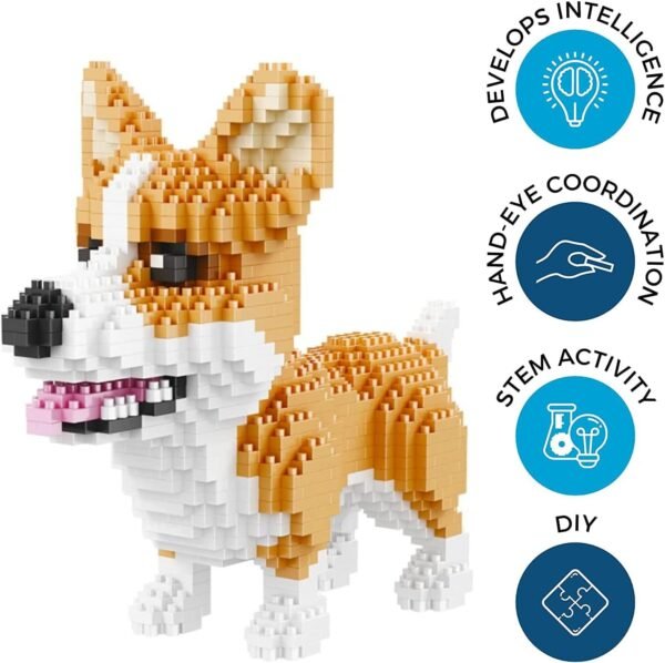 Building Blocks 1380 Pieces Mini Building Blocks Animal Dog Husky Building Set - Mini Pets Companion 3D Puzzle Kit Toy Bricks Dog for Kids14 Years Old and Up (Crogi)