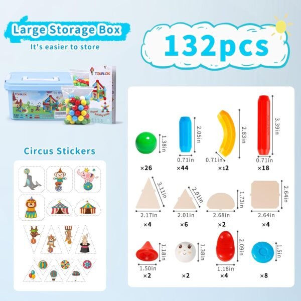 Building Blocks  Building Blocks for Boys and Girls, 132Pcs Creative   Sticks and Balls STEM Construction Toys for Kids Toddlers Early Development Educational Learning