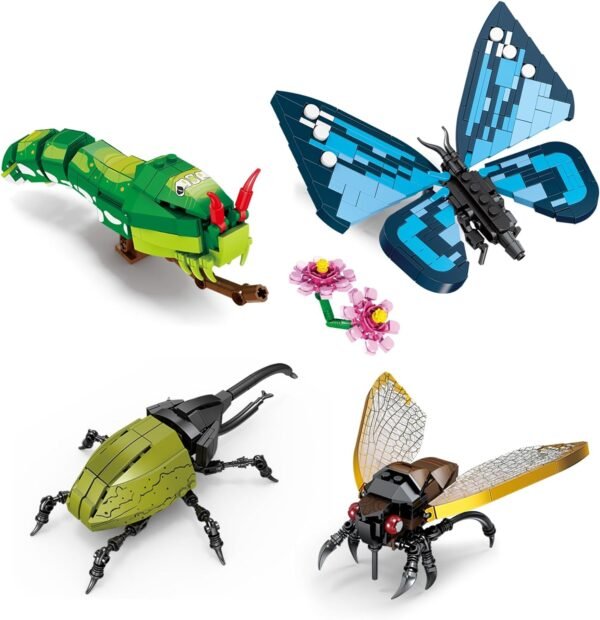 71mifnShBdL._AC_SL1500 Building Blocks Animal Building Blocks Set, 8 Different Insect Toy Images, Suitable as Children's Easter Party Gifts, Carnival Prizes, Birthday Gifts.(750pcs).Compatible with Lego