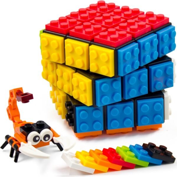 Building Blocks Brick Cube with Building Blocks, Mini Toy Included, Compatible with Lego Cube, Inspired by Rubix Cube for Kids - Educational Toy (Black)