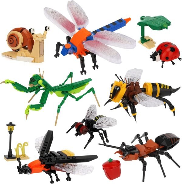 71sOyYDYh-L._AC_SL1500 Building Blocks Animal Building Blocks Set, 8 Different Insect Toy Images, Suitable as Children's Easter Party Gifts, Carnival Prizes, Birthday Gifts.(750pcs).Compatible with Lego