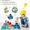Building Blocks Wooden Building Blocks for Toddlers, Kids City Construction Stacking Creative Toys, Preschool Learning Education Block for Boys Girls Ages 2 3 4 5 (120 pcs)