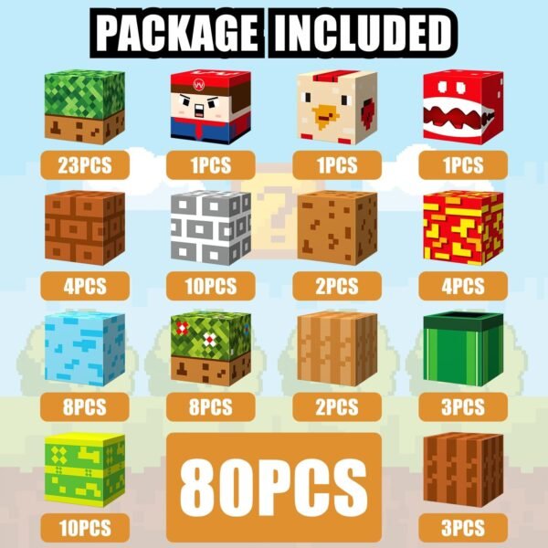 71u-vPeIL9L._AC_SL1500 Building Blocks 80PCS Blocks for Kids Ages 4-8, Build Mine Magnet World Building Blocks, STEM Sensory Building Toys for Toddlers Aged 3-12 Boys & Girls, Magnet Blocks Construction Toys Learning Resources