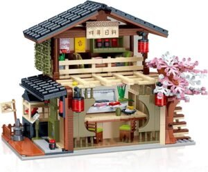 71vwkAURtiL._AC_SL1500 Building Blocks Toy Building Block, Japanese Sushi Shop Model Kit, Compatible Regular Size Brick, Creative Construction, Shop House City View, Birthday Gift for Adult Children Kids Boys Girls 8+ 763 PCS
