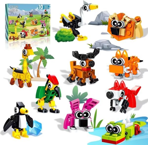 Building Blocks Party Favors for Kids 20 Pack 30 Kinds Animal Figures Building Blocks Toys Set Christmas Easter Basket Stuffers Gifts Goodies Bags Stuffers Classroom Prizes Gifts for Kids, Boys & Girls Age 6+